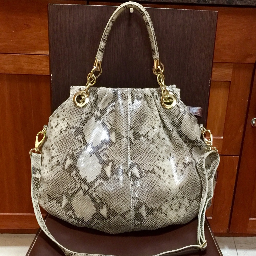 LARGE snake print Leather Crossbody / Satchel